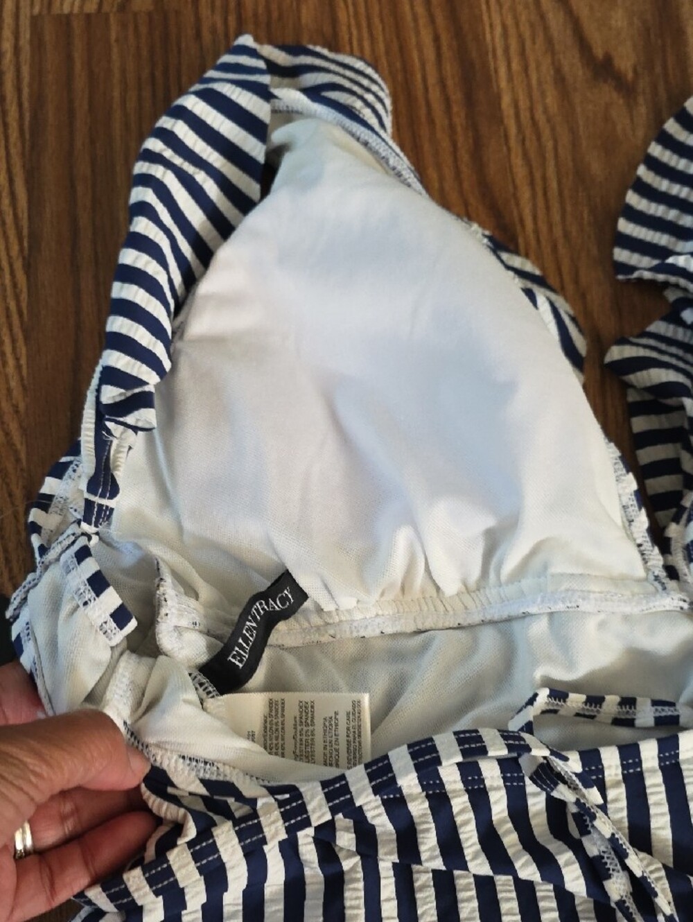Ellen Tracy Navy and White Striped One-Piece Swimsuit - Brand Unspecified - Picture 7 of 7